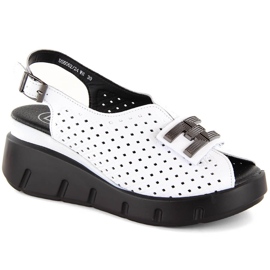 Sandales compensées en cuir ajouré blanc pour femme Filippo DS6062