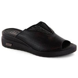 Sandales compensées femme en cuir noir Filippo DK6146