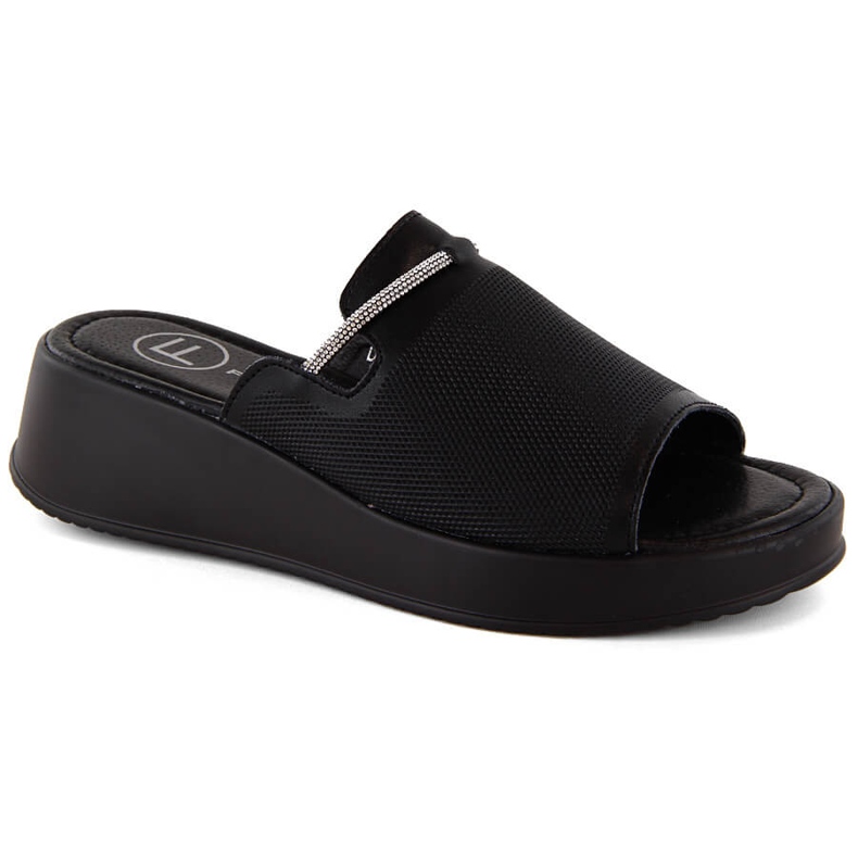 Sandales compensées femme en cuir noir Filippo DK6067 le noir