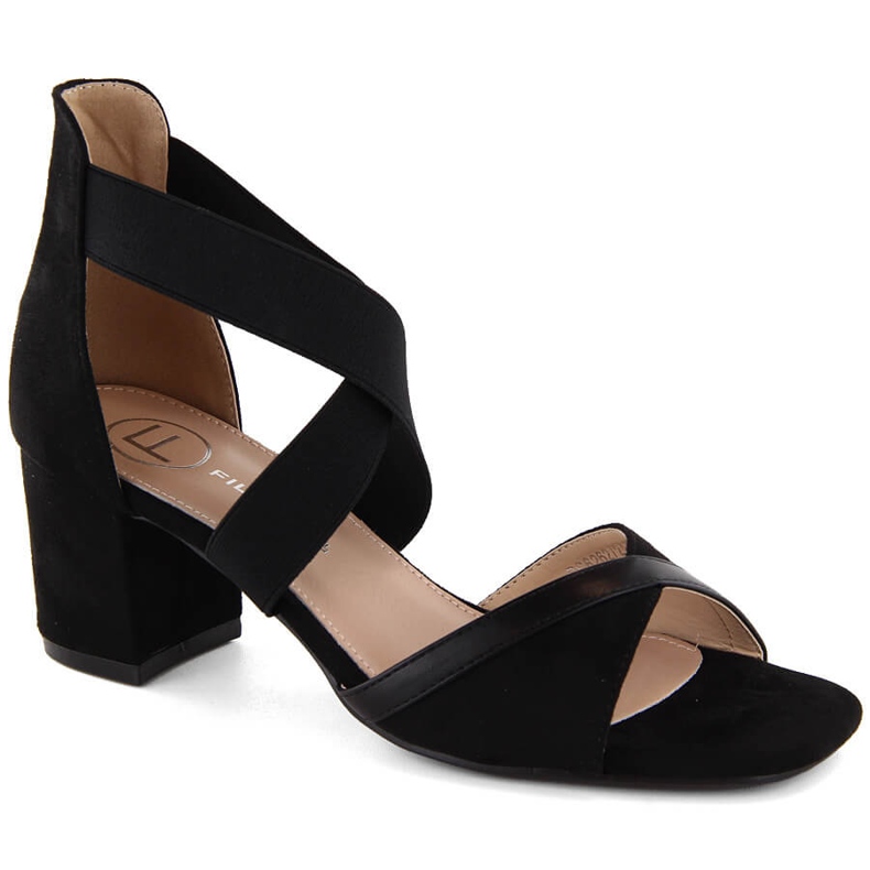 Sandales femme à talons hauts avec bandes élastiques, noir Filippo DS6262 le noir