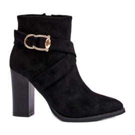 Bottines En Daim Sur Talon Haut Avec Boucle, Eftane Noir le noir