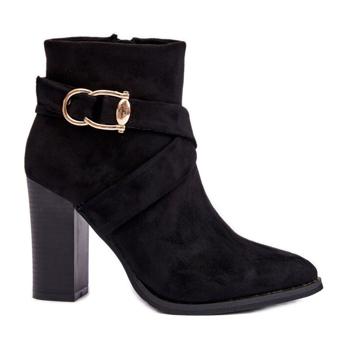 Bottines En Daim Sur Talon Haut Avec Boucle, Eftane Noir le noir