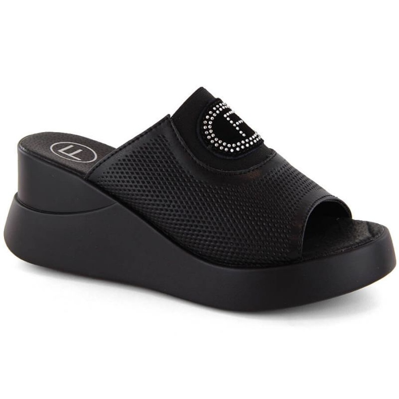 Filippo W PAW532A mules compensées ajourées en cuir, noir le noir