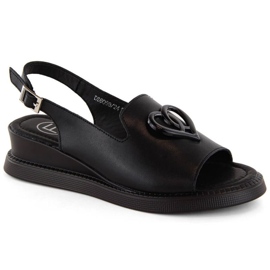 Filippo W PAW534A sandales compensées en cuir, noir le noir