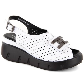 Sandales compensées ajourées en cuir Filippo W PAW535 blanc blanche