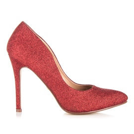 Ideal Shoes Escarpins scintillants sur épingle rouge Ideal Shoes Escarpins scintillants sur épingle rouge