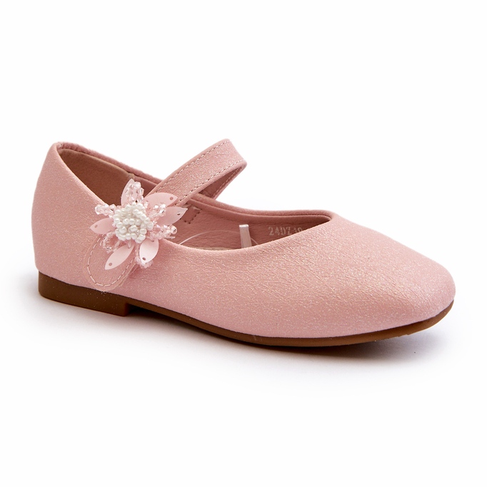 Miss Ballerines enfant à paillettes avec fermeture velcro, rose