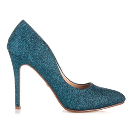 Ideal Shoes Escarpins scintillants sur épingle bleu Ideal Shoes Escarpins scintillants sur épingle bleu