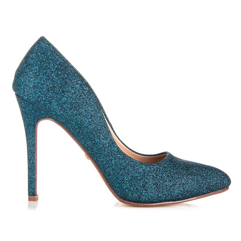 Ideal Shoes Escarpins scintillants sur épingle bleu Ideal Shoes Escarpins scintillants sur épingle bleu