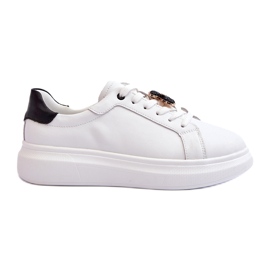 Vinceza Baskets en cuir avec ours en peluche pour femme, blanc Mirven