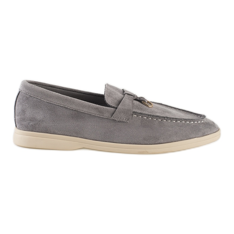 Mocassins femme en daim gris