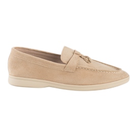 Mocassins femme en daim beige