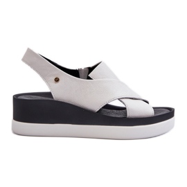 Zazoo 40256 Sandales compensées en cuir, blanc