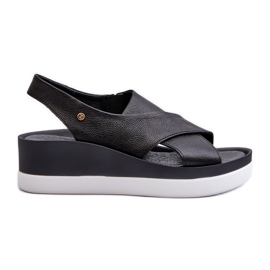Zazoo 40256 Sandales compensées en cuir, noir le noir