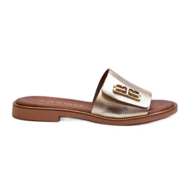 Zazoo 40384 Tongs élégantes en cuir pour femme, doré