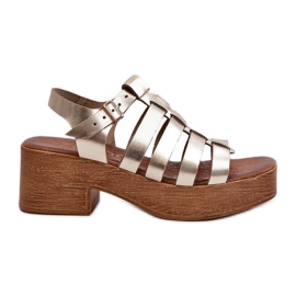 Zazoo 40410 Sandales en cuir pour femme Doré