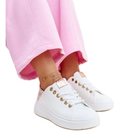 Baskets Antonietta blanches et roses avec strass