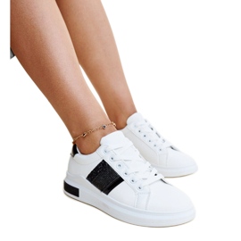 Baskets Giulia blanches et noires avec strass