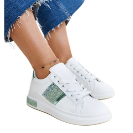 Baskets Giulia blanches et vertes avec strass
