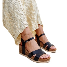 Sandales compensées Gabera en liège noir