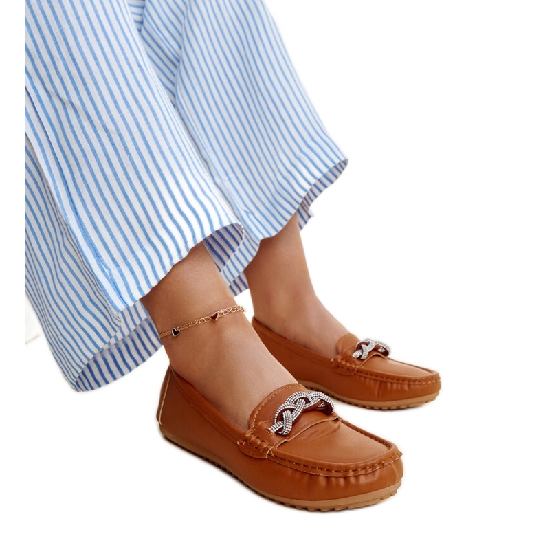 Mocassins marron ornés de strass Adiba brun