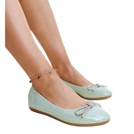 Ballerines vernies vertes avec nœud décoratif de Totani