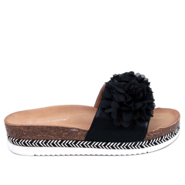 Pantoufles à fleurs noires du sud le noir