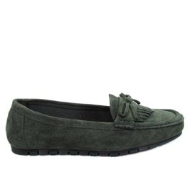 Mocassins Mouton en daim olive vert