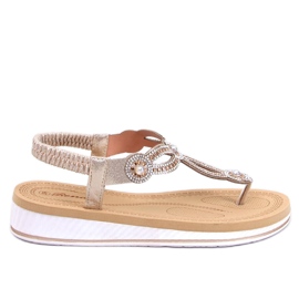 Sandales tongs avec zircons Harani Gold doré