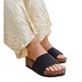 Tongs noires avec coin en liège Naifene