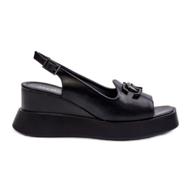 Jezzi Sandales Pour Femmes Sur Plateforme Et Compensée Avec Décoration, Noir Janesca