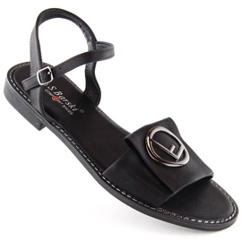 Sandales confortables pour femmes noires avec décoration S.Barski 045 le noir
