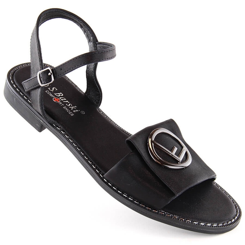 Sandales confortables pour femmes noires avec décoration S.Barski 045 le noir