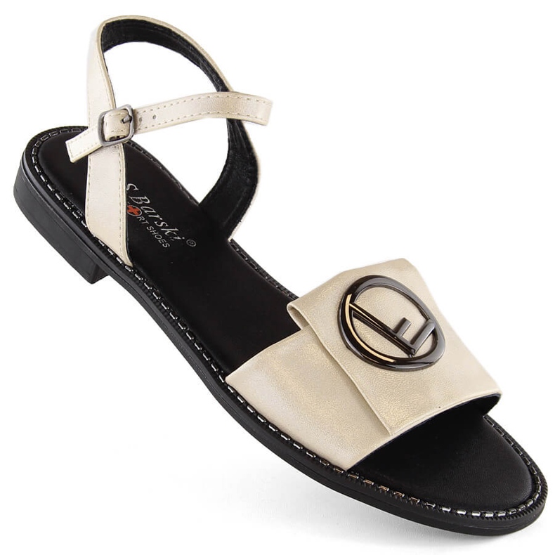 Sandales confortables pour femmes dorées avec décoration S.Barski 045 d'or Sandales confortables pour femmes dorées avec décoration S.Barski 045 d'or