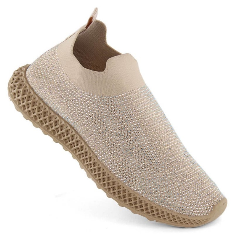 S.Barski Chaussures de sport à enfiler avec strass D&amp;A OLI257A, beige