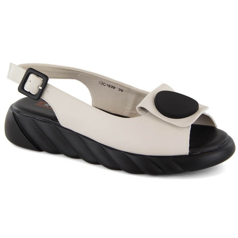 Sandales en cuir confortables sur la plateforme Artiker W HBH74B, beige