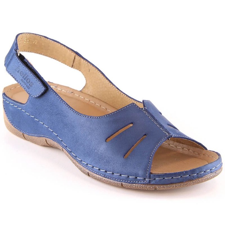 Sandales confortables en cuir Helios W H117A, bleu marine