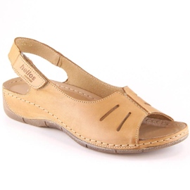 Sandales confortables en cuir avec velcro Helios W H117B marron brun