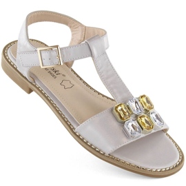 Sandales confortables avec zircons S.Barski W OLI261B, argent