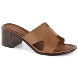 Mules à talons en cuir Potocki W WOL244 marron brun