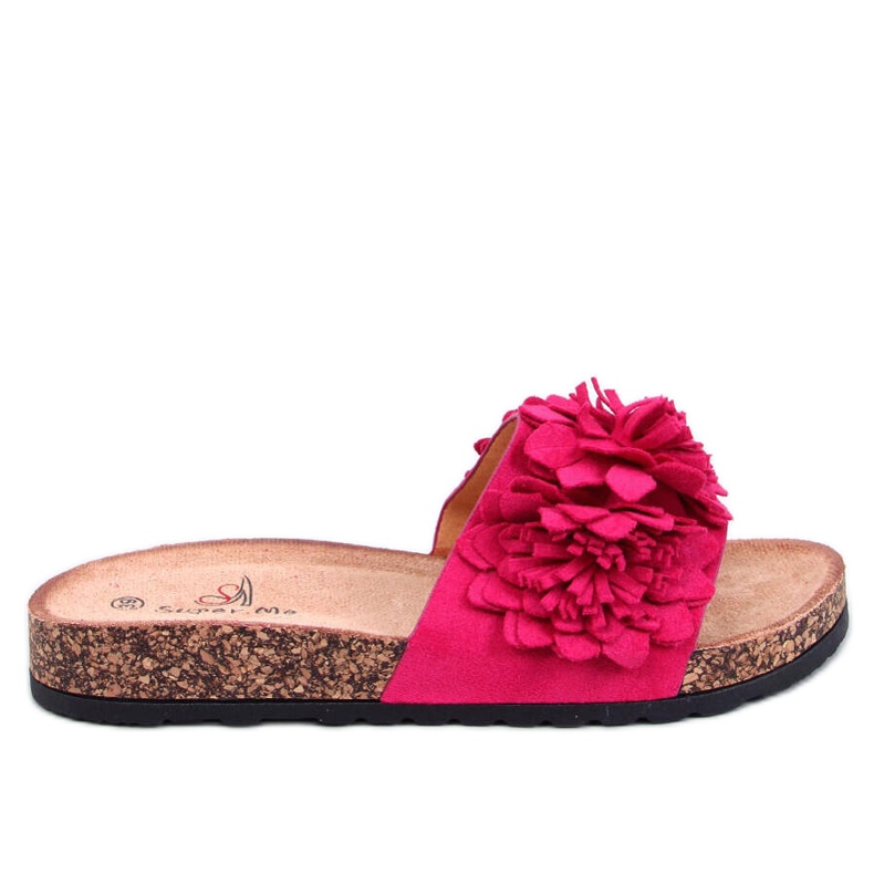 Tongs en liège à fleurs Sebill Fuchsia rose