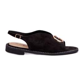 Sandales Femme Élégantes Avec Décoration, Eco Daim S.Barski KV27-058 Noir le noir Sandales Femme Élégantes Avec Décoration, Eco Daim S.Barski KV27-058 Noir le noir