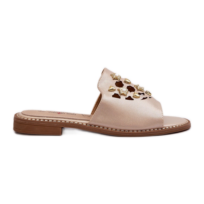 Tongs brillantes pour femmes avec décorations S.Barski KV27-063 Or d'or