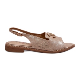 Sandales pour femmes avec décoration S.Barski KV27-049 Or doré