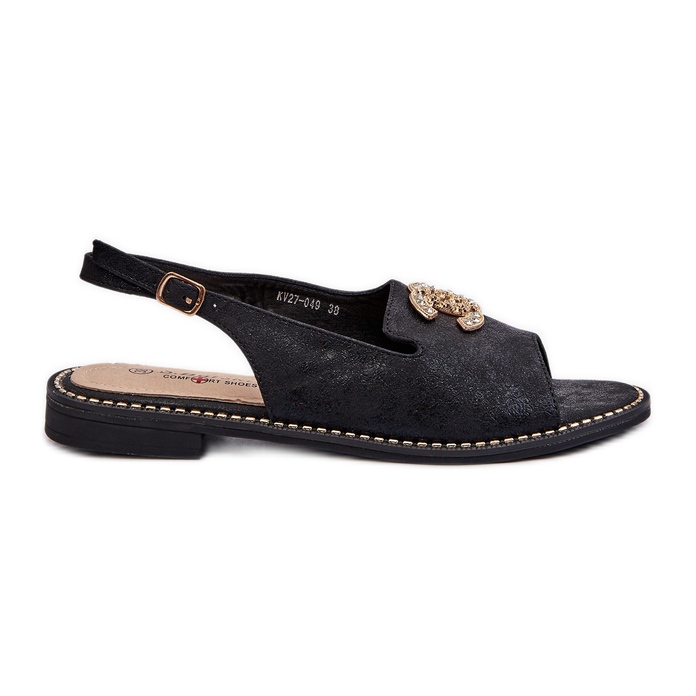 Sandales Pour Femmes Avec Décoration S.Barski KV27-049 Noir le noir