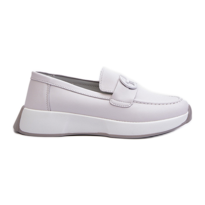 Mocassins en Cuir pour Femme sur Plateforme Gris Clair S.Barski LR490