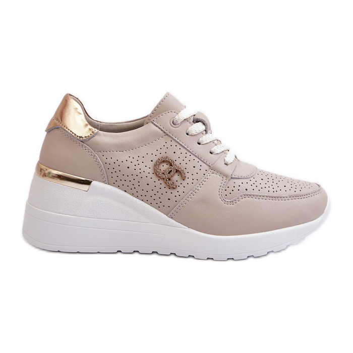 Baskets compensées en cuir pour femme Beige S.Barski LR810