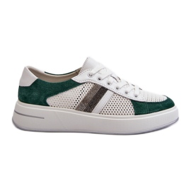 S.Barski D&amp;A Baskets en Cuir Femme LR110 Vert-Blanc