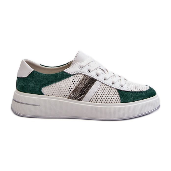 S.Barski D&amp;A Baskets en Cuir Femme LR110 Vert-Blanc