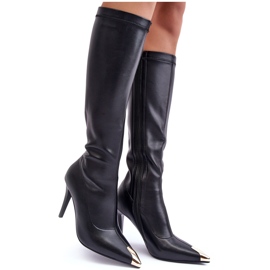 S.Barski MR870-59 Bottes à talons hauts en cuir, noir